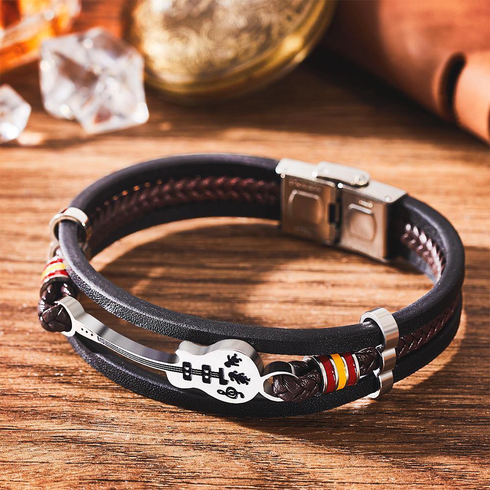 Custom Engraved Bracelet Retro Multilayer Weave Men's Gift