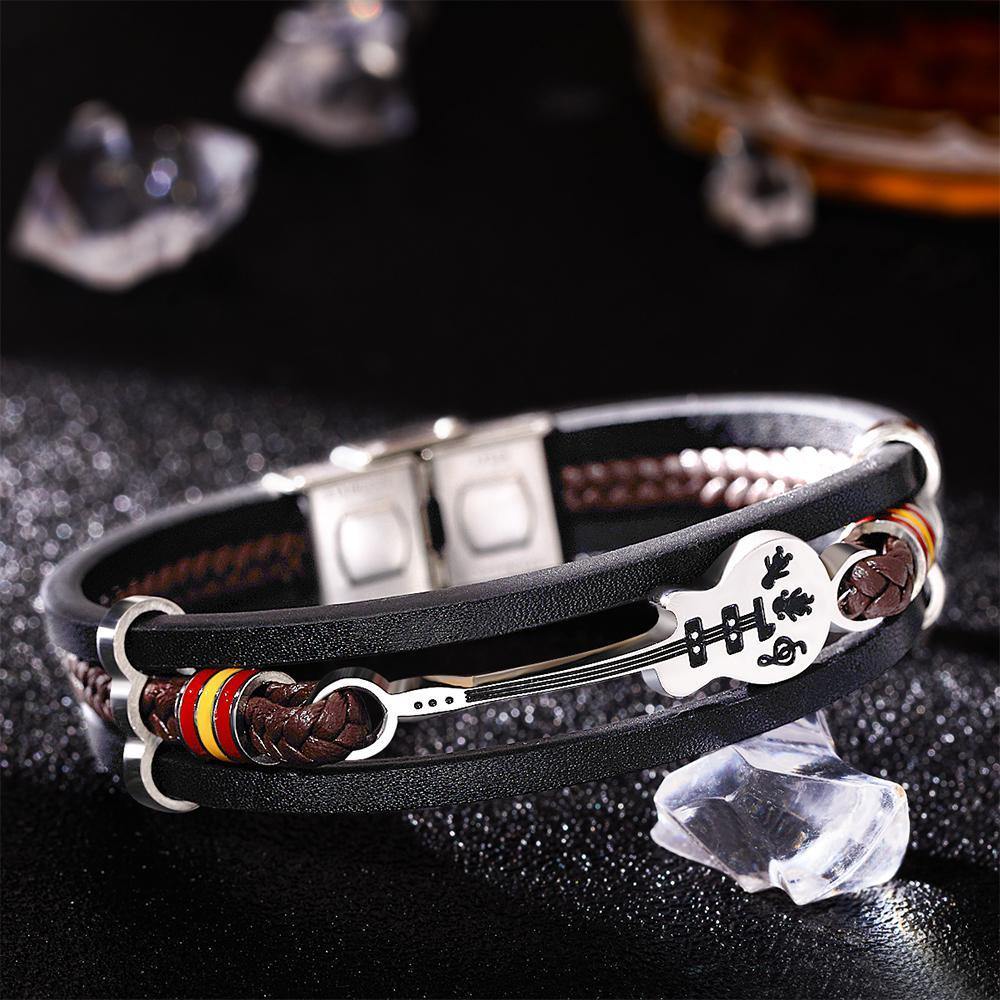 Custom Engraved Bracelet Retro Multilayer Weave Men's Gift