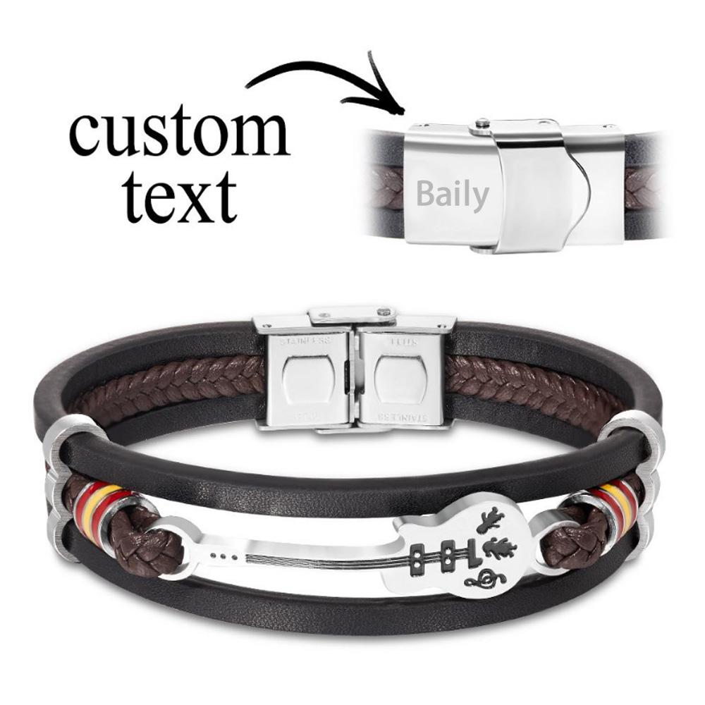 Custom Engraved Bracelet Retro Multilayer Weave Men's Gift