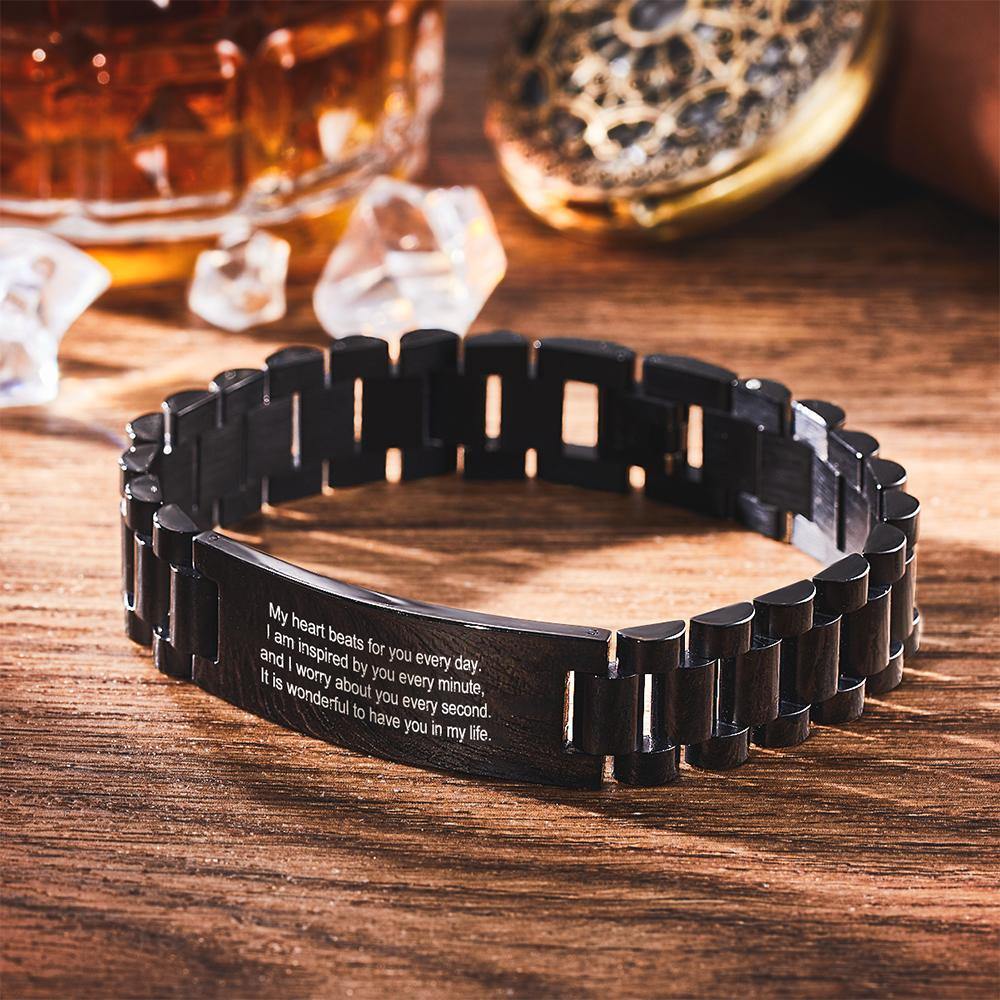 Custom Engraved Bracelet Black Creative Gift