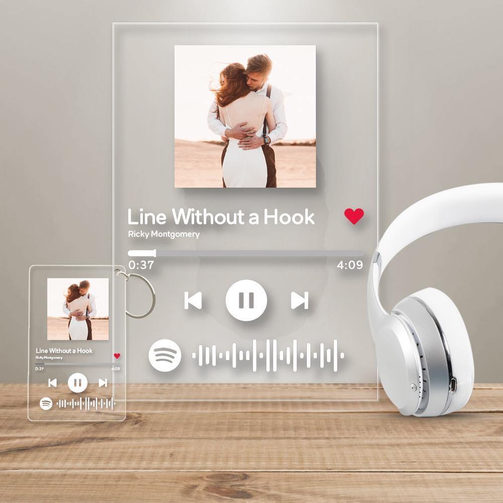 Scannable Spotify Code Music Plaque & A Same Custom Spotify Code Keychain Surprise Gift for Your Lover