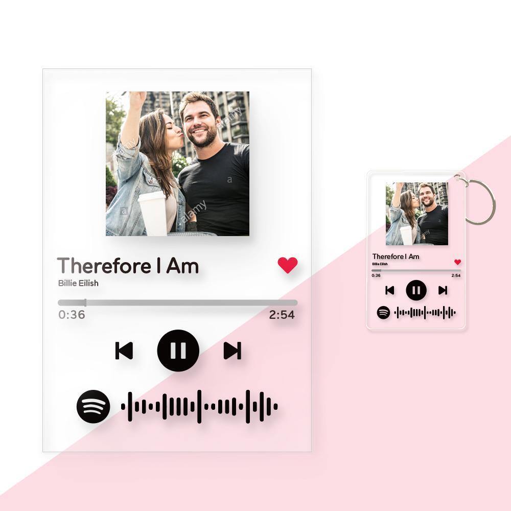 Scannable Spotify Code Music Plaque & A Same Custom Spotify Code Keychain Surprise Gift for Your Lover