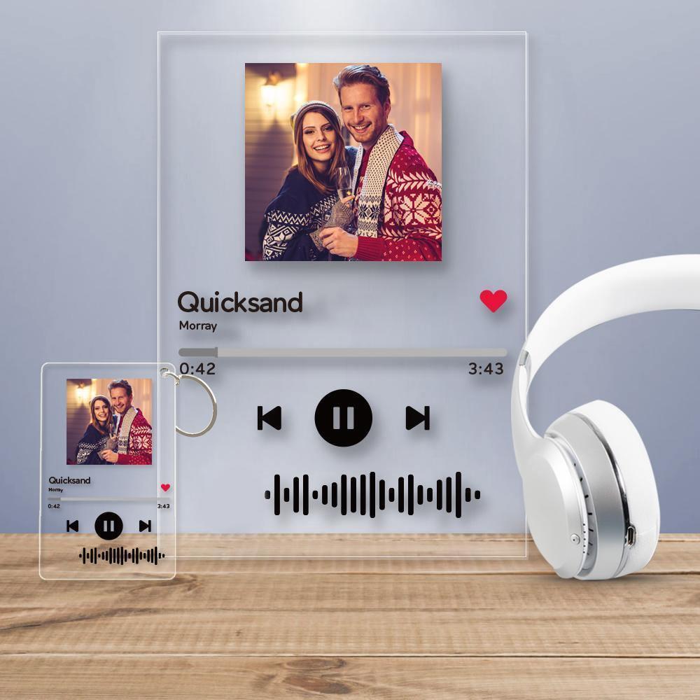 Scannable Music Code Music Plaque & A Same Custom Music Code Keychain Surprise Gift for Your Lover