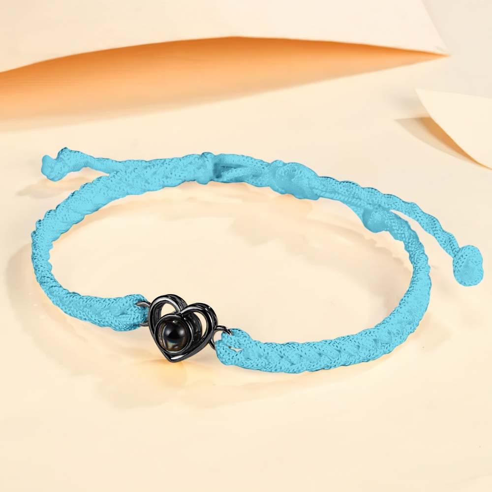 Custom Photo Projection Braided Rope Bracelet Memorial Photo Inside Bracelet Gifts for Her