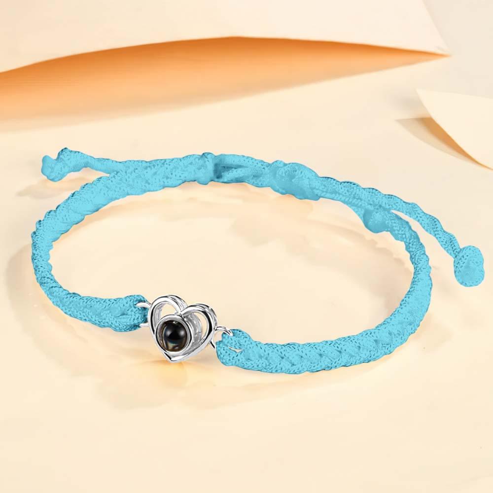 Custom Photo Projection Braided Rope Bracelet Memorial Photo Inside Bracelet Gifts for Her