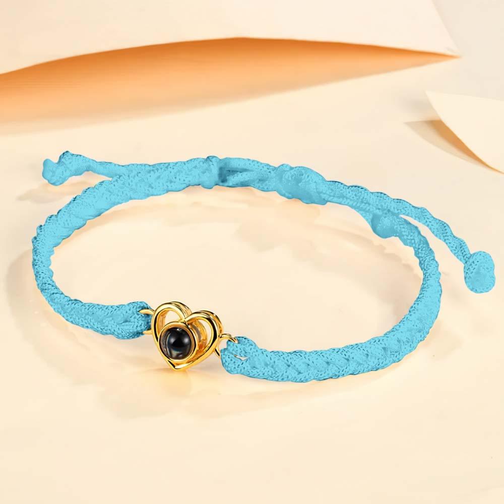 Custom Photo Projection Braided Rope Bracelet Memorial Photo Inside Bracelet Gifts for Her