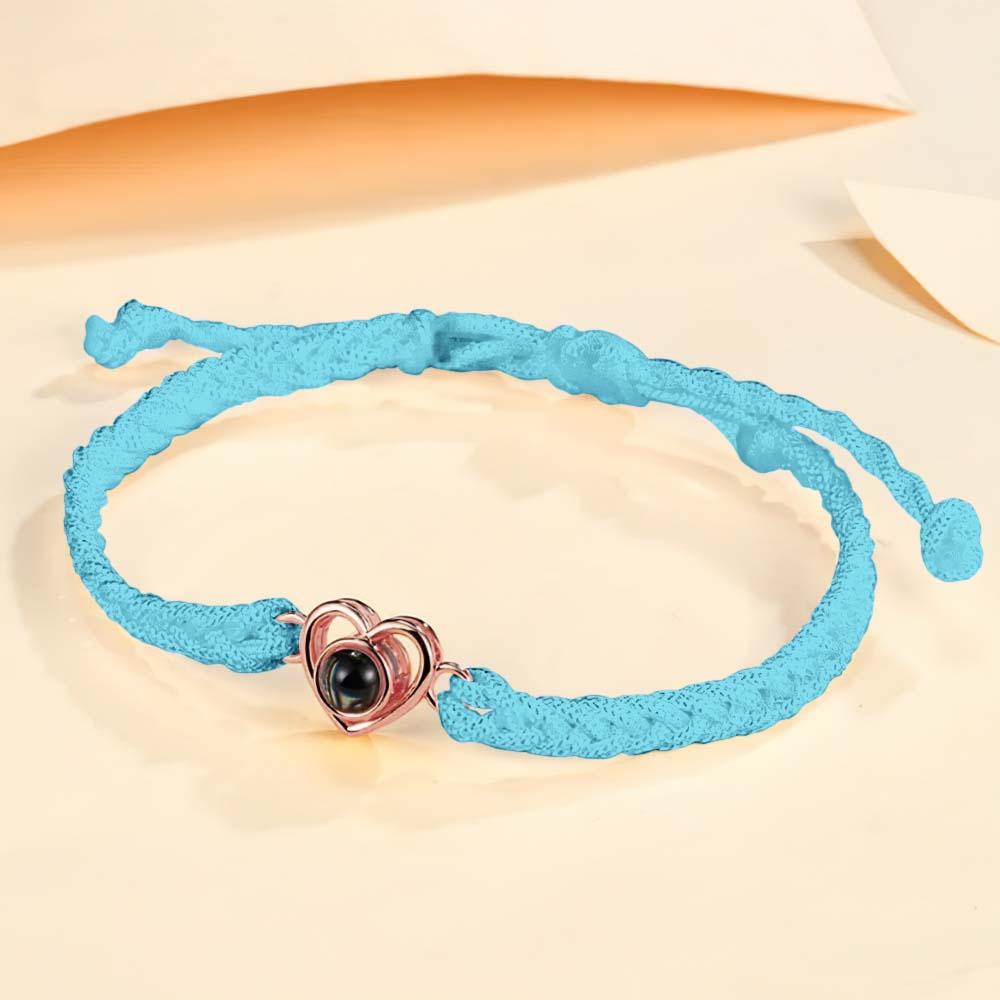 Custom Photo Projection Braided Rope Bracelet Memorial Photo Inside Bracelet Gifts for Her