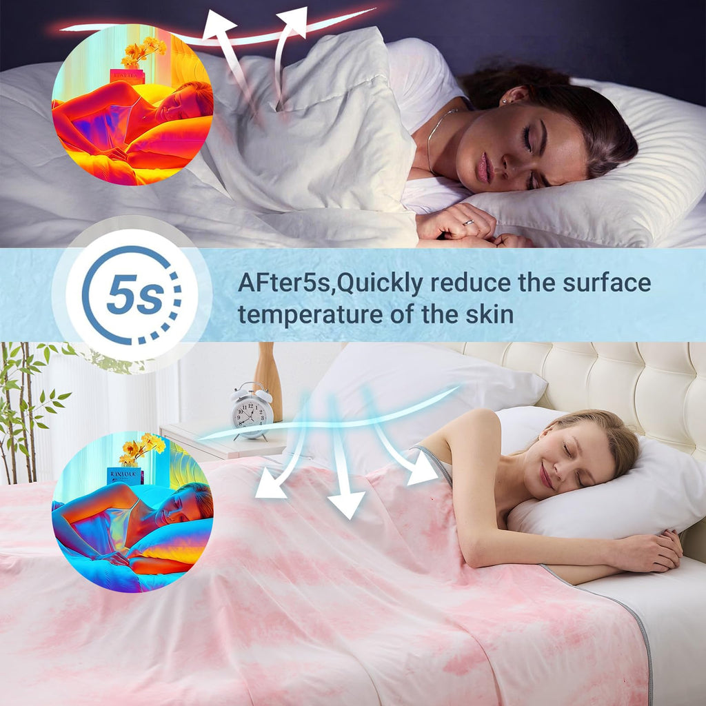Cooling Blanket Queen Size (90"X90"), Cold Blanket for Hot Sleepers, Ultra-Cool Lightweight & Breathable, Soft Thin for Night Sweats, Bed & Couch