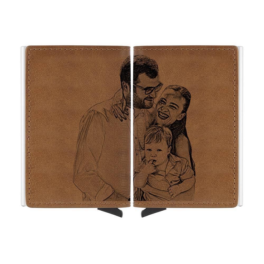 Custom Photo Business Card Holder, Personalized Leather Card Case