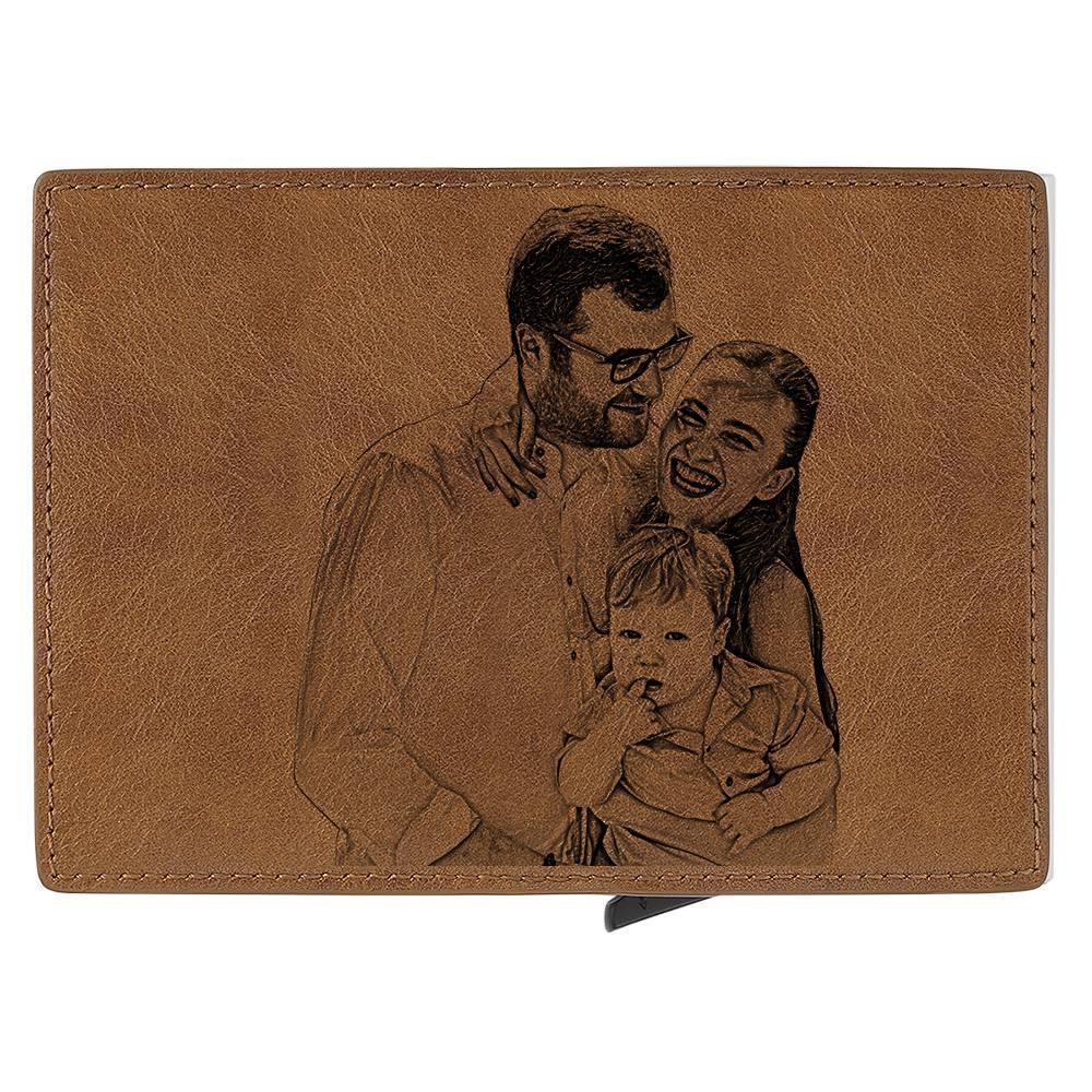 Custom Photo Business Card Holder, Personalized Leather Card Case