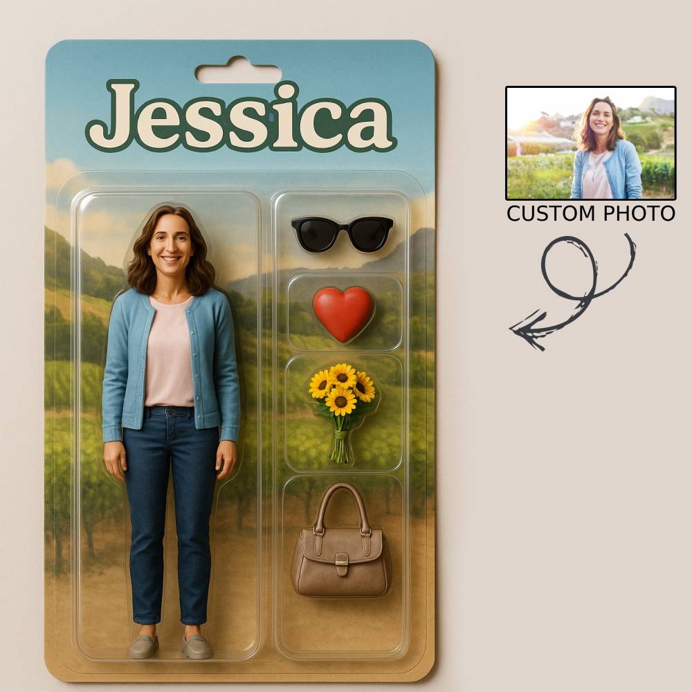 Custom 3D Effect Action Figure Pack Packaging Toy Box Style Art Gift Personalized Acrylic Car Hanger Gift for Mother