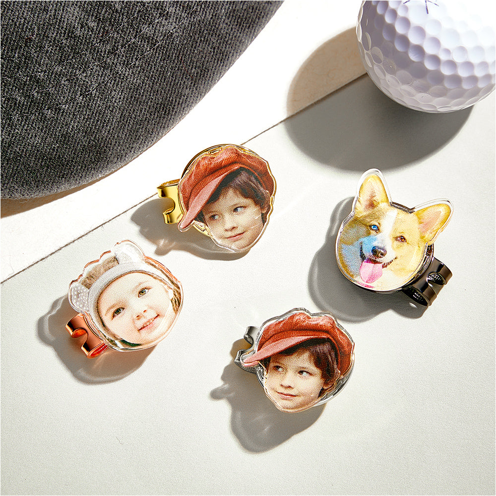Custom Golf Marker with Photo, Picture Golf Ball Marker Magnetic Hat Clip Golf Accessory, Christmas/Father's Day Gift for Golf Lovers/Father