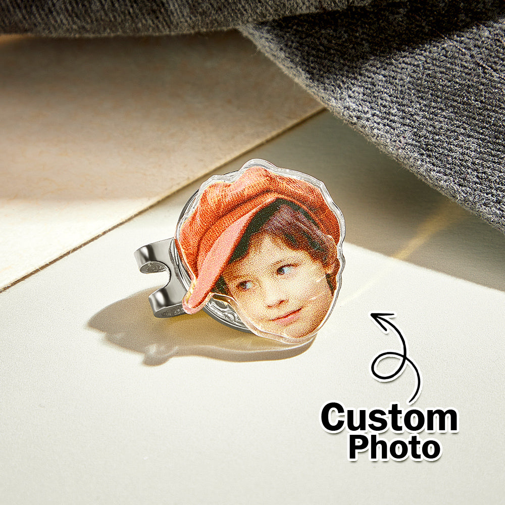 Custom Golf Marker with Photo, Picture Golf Ball Marker Magnetic Hat Clip Golf Accessory, Christmas/Father's Day Gift for Golf Lovers/Father