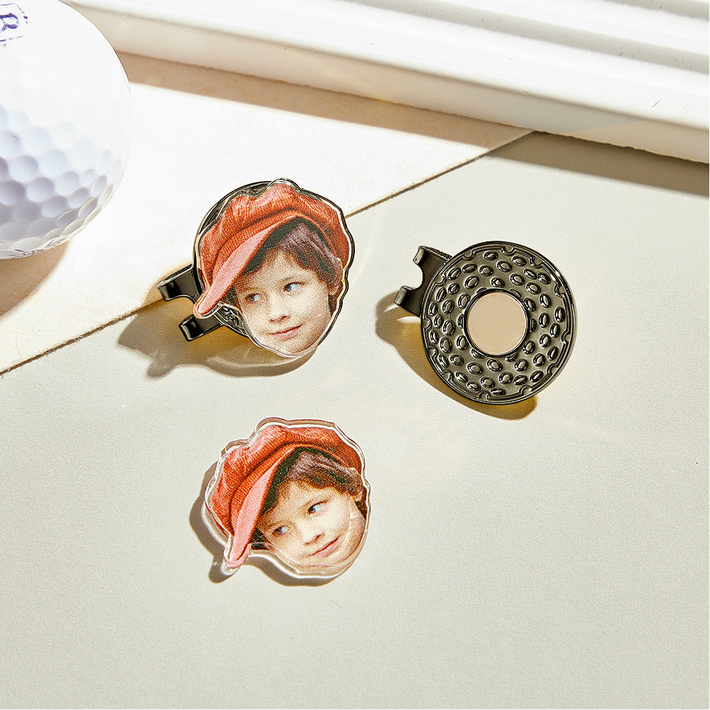 Custom Golf Marker with Photo, Picture Golf Ball Marker Magnetic Hat Clip Golf Accessory, Christmas/Father's Day Gift for Golf Lovers/Father