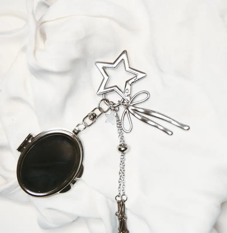 Personalized Lipstick Keychain with Mirror: Stainless Steel Makeup Bag Charm Valentine's Day Gifts