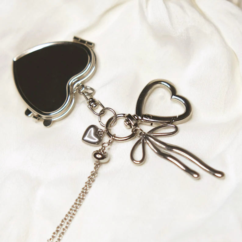 Personalized Lipstick Keychain with Mirror: Stainless Steel Makeup Bag Charm Valentine's Day Gifts