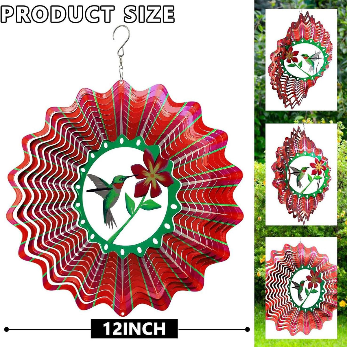 3D Mandala Metal Wind Spinner Colorful Hanging Kinetic Wind Sculpture Stainless Steel Garden Ornament Kinetic Wind Chime for Outdoor Yard Lawn Patio Decor
