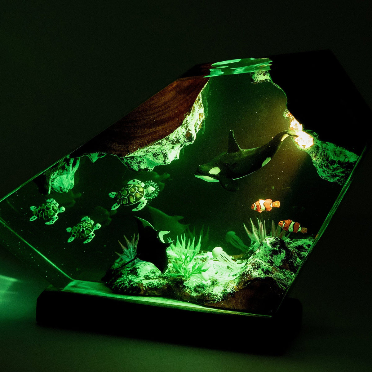Art Resin Lamp Night Light Killer Whale and Sea Turtle Home Decor Gift Unique Birthday Gift Ideas