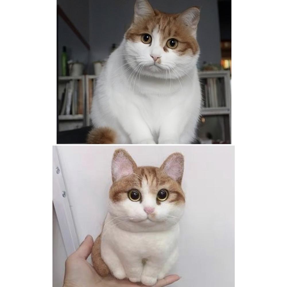 Custom Needle Felted Cat Body, Felt Cat Portrait Memorial Gift, Cat Lover Gift
