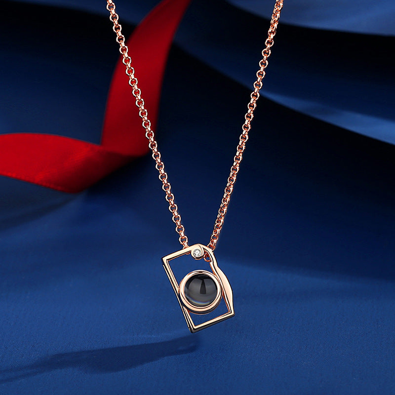 Custom Photo Necklace Cartoon Style Projection Creative Camera Shape Gifts Anniversary Gifts for Her