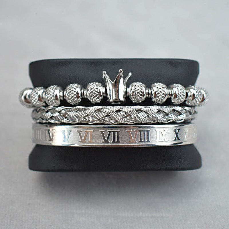 Luxury Crown Bracelet Set Classic Royal Men's Bracelet in 4 colors Perfect Gift for Men