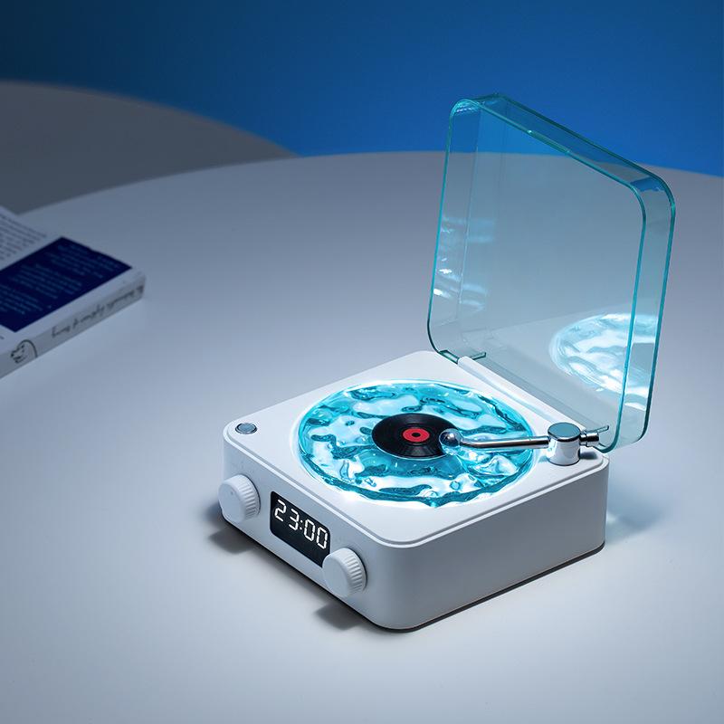 Retro Vinyl Record Player Shaped White Noise Bluetooth Speaker Sleep Aid Turntable Speaker With Dynamic Water Ripple RGB Light