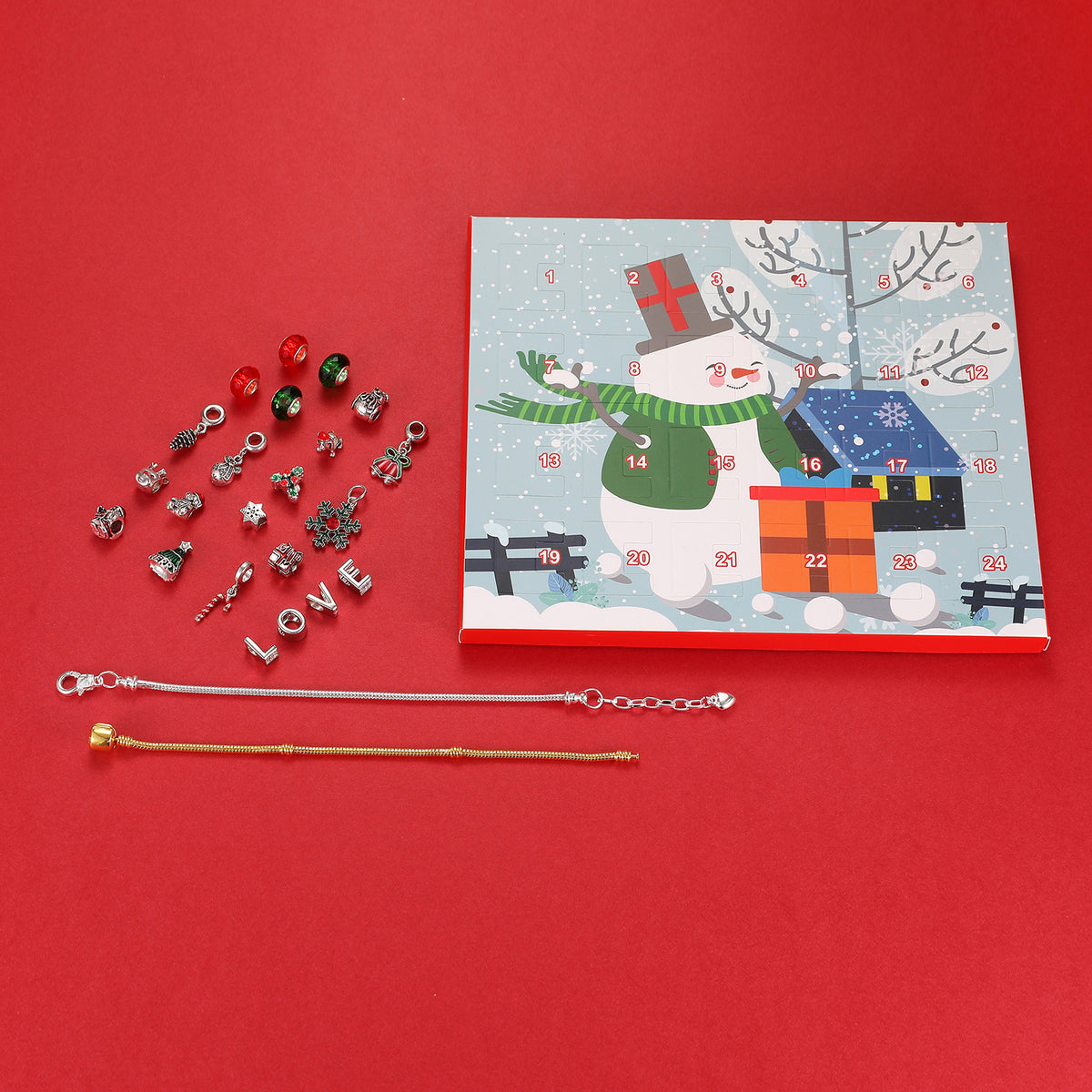 Christmas Charm Surprise Blind Box Charm Bracelet 24 Calendar Countdown Gift Box Jewelry Advent Calendar Gift Box