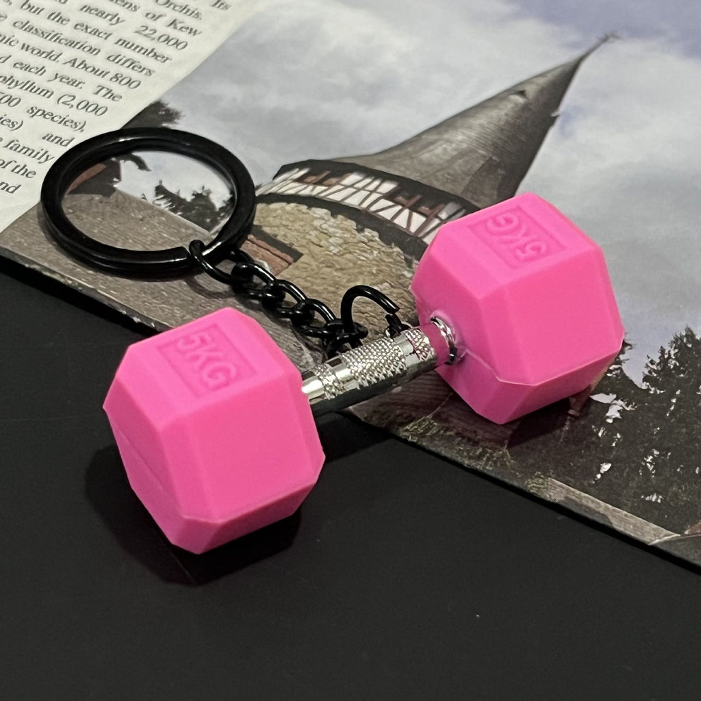 Dumbbell Keychain Accessories Equipment Pendant Metal Rubber Mini Backpack Keychain