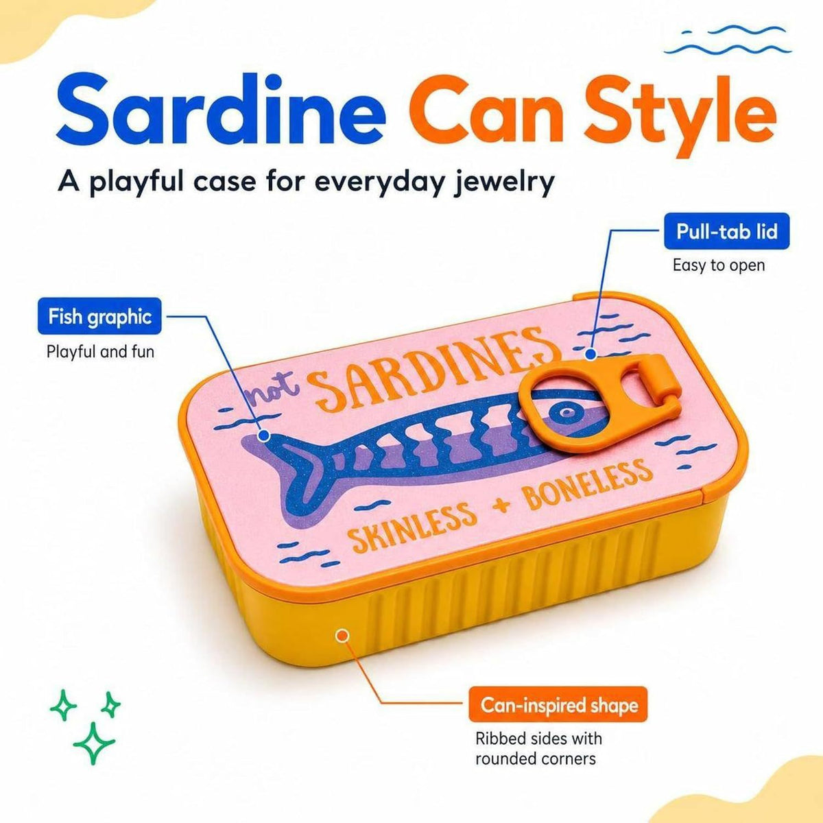 Fish Can Travel Jewelry Box – Cute Portable Jewelry Organizer Case for Rings, Earrings & Necklaces