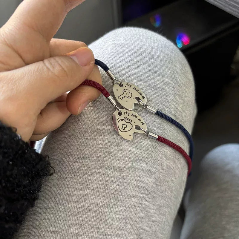 Personalized Palette Bracelet Custom Logo & Text Engraved Adjustable Bracelet Gift for Friends for Couple