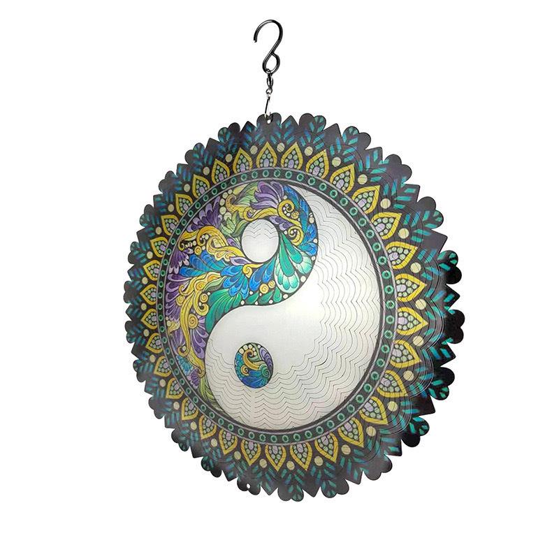 3D Mandala Metal Wind Spinner Colorful Hanging Kinetic Wind Sculpture Stainless Steel Garden Ornament Kinetic Wind Chime for Outdoor Yard Lawn Patio Decor