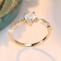 Engravable Ring Heart Gemstone Gold-Tone Dainty Band Filigree Vintage Style Promise Ring Personalized Romantic Jewelry Gift for Her