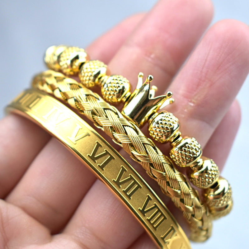 Luxury Crown Bracelet Set Classic Royal Men's Bracelet in 4 colors Perfect Gift for Men