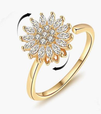 Sunflower Spinner Ring Gift for Lover