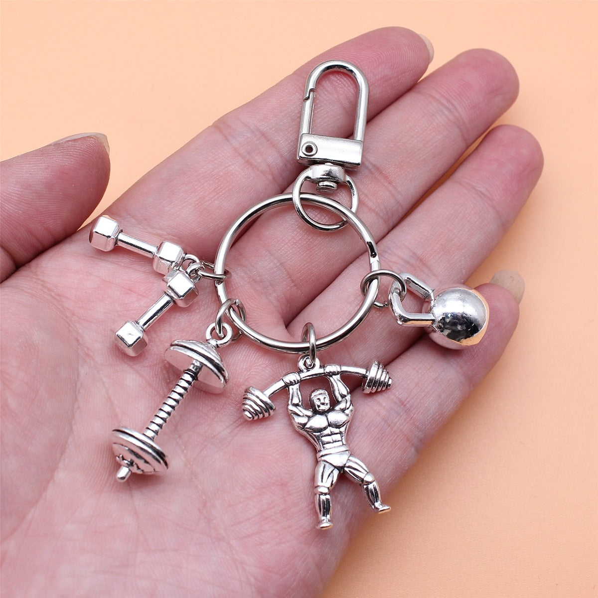 Fashion Barbell Dumbbell Fitness Gym Keychain Bag Purse Charm