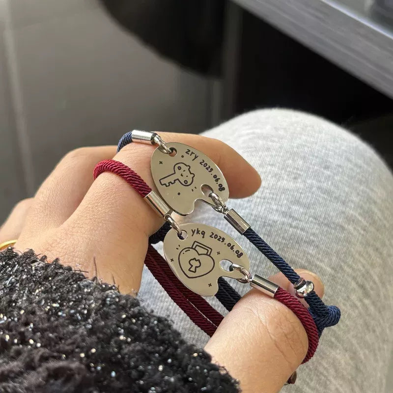 Personalized Palette Bracelet Custom Logo & Text Engraved Adjustable Bracelet Gift for Friends for Couple
