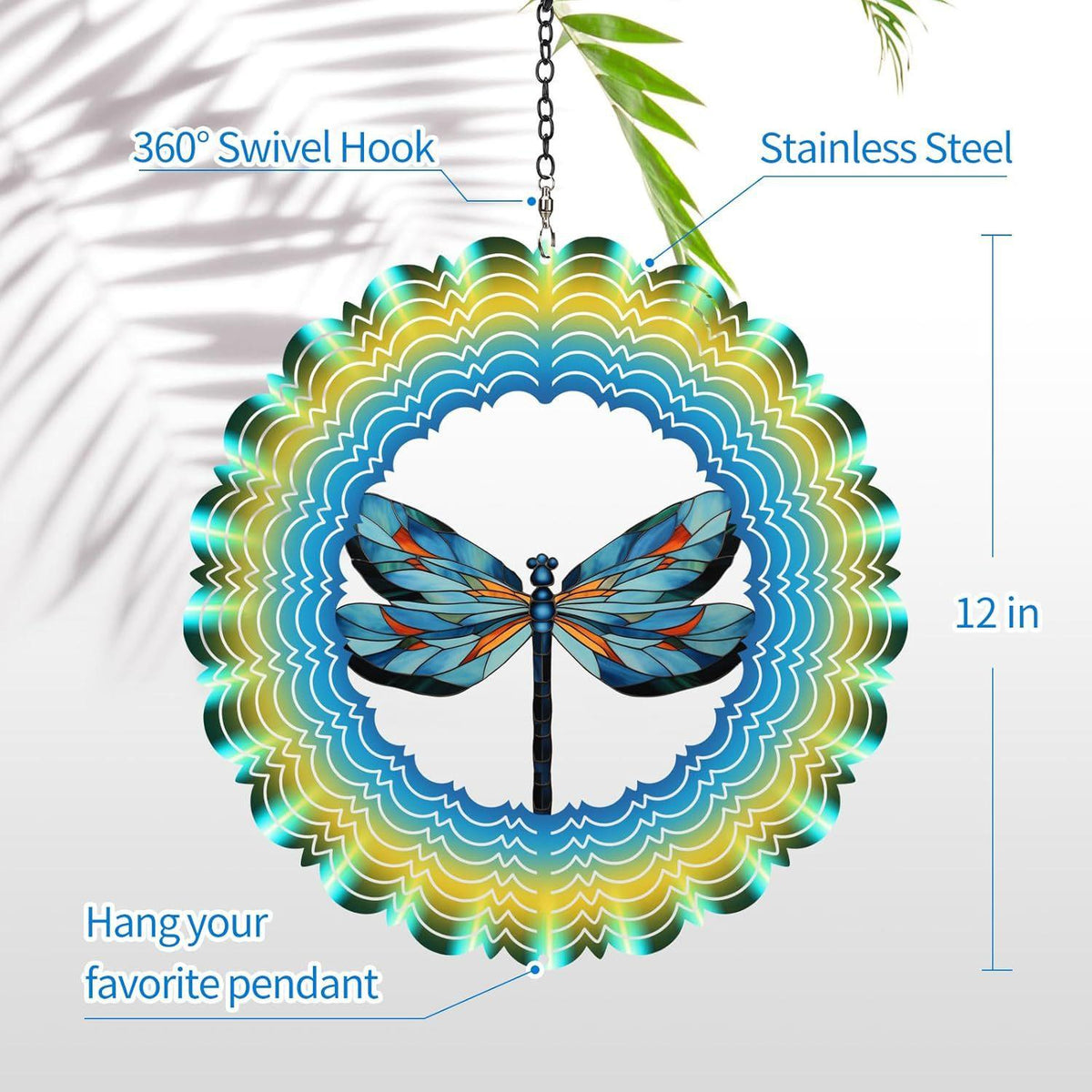 3D Mandala Metal Wind Spinner Colorful Hanging Kinetic Wind Sculpture Stainless Steel Garden Ornament Kinetic Wind Chime for Outdoor Yard Lawn Patio Decor