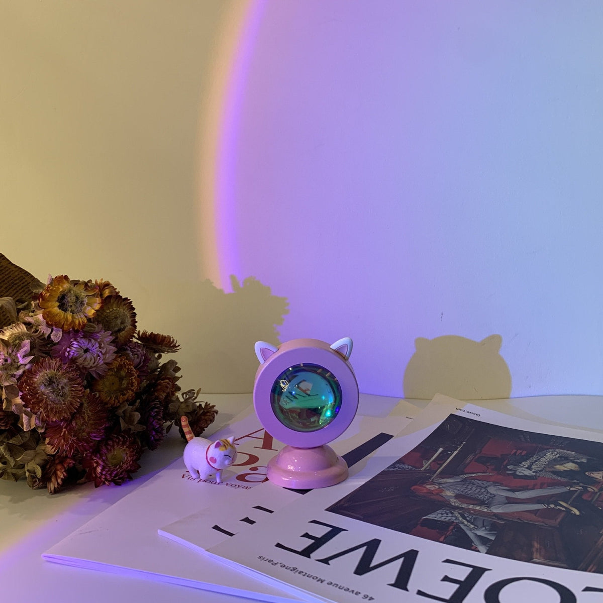 Sunset Projector Lamp Christmas Gifts Rainbow Sunset Lamp Decor for Bedroom Aura Glow Lights for Taking Photos