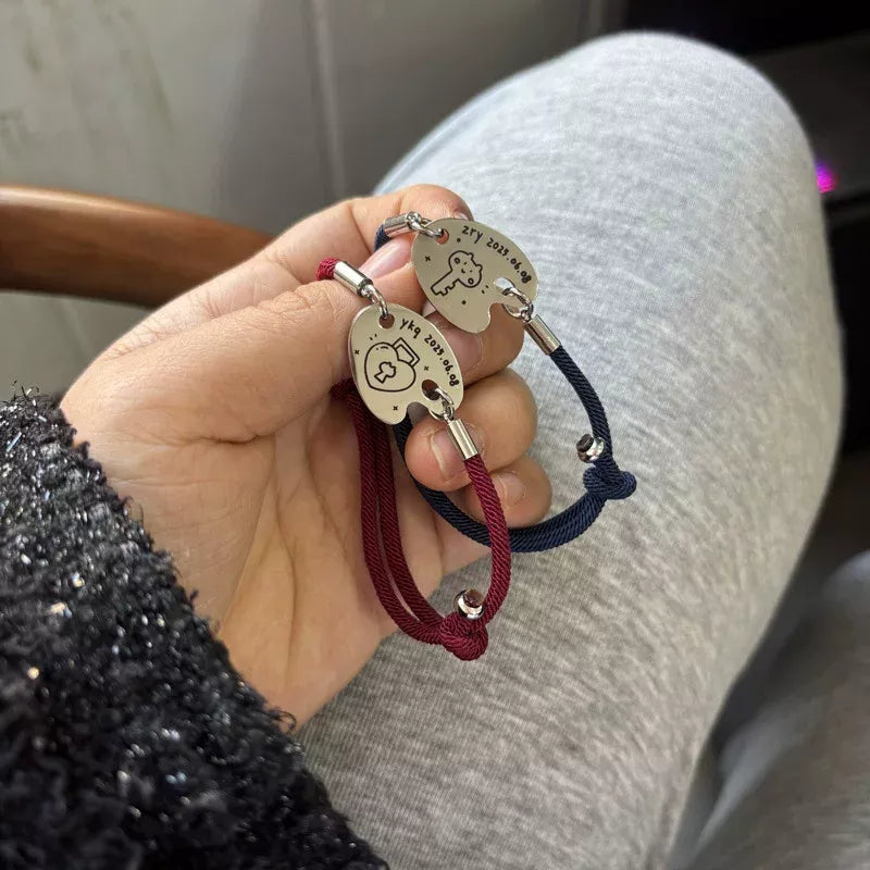 Personalized Palette Bracelet Custom Logo & Text Engraved Adjustable Bracelet Gift for Friends for Couple