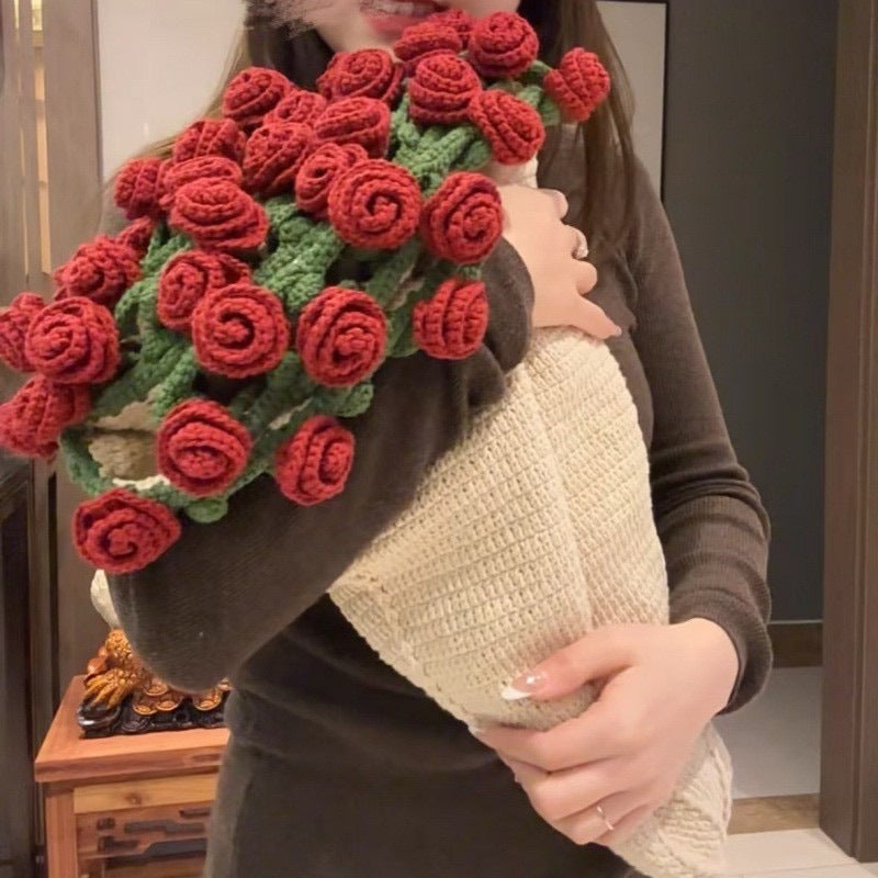Hand-woven Rose Blanket DIY Kit & Ready-Made Gift for Mother's Day Valentine's Day