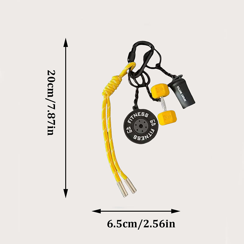 Fitness Equipment Rubber Keychain Accessories Mini Equipment Pendant Lanyard Combo Backpack Keychain