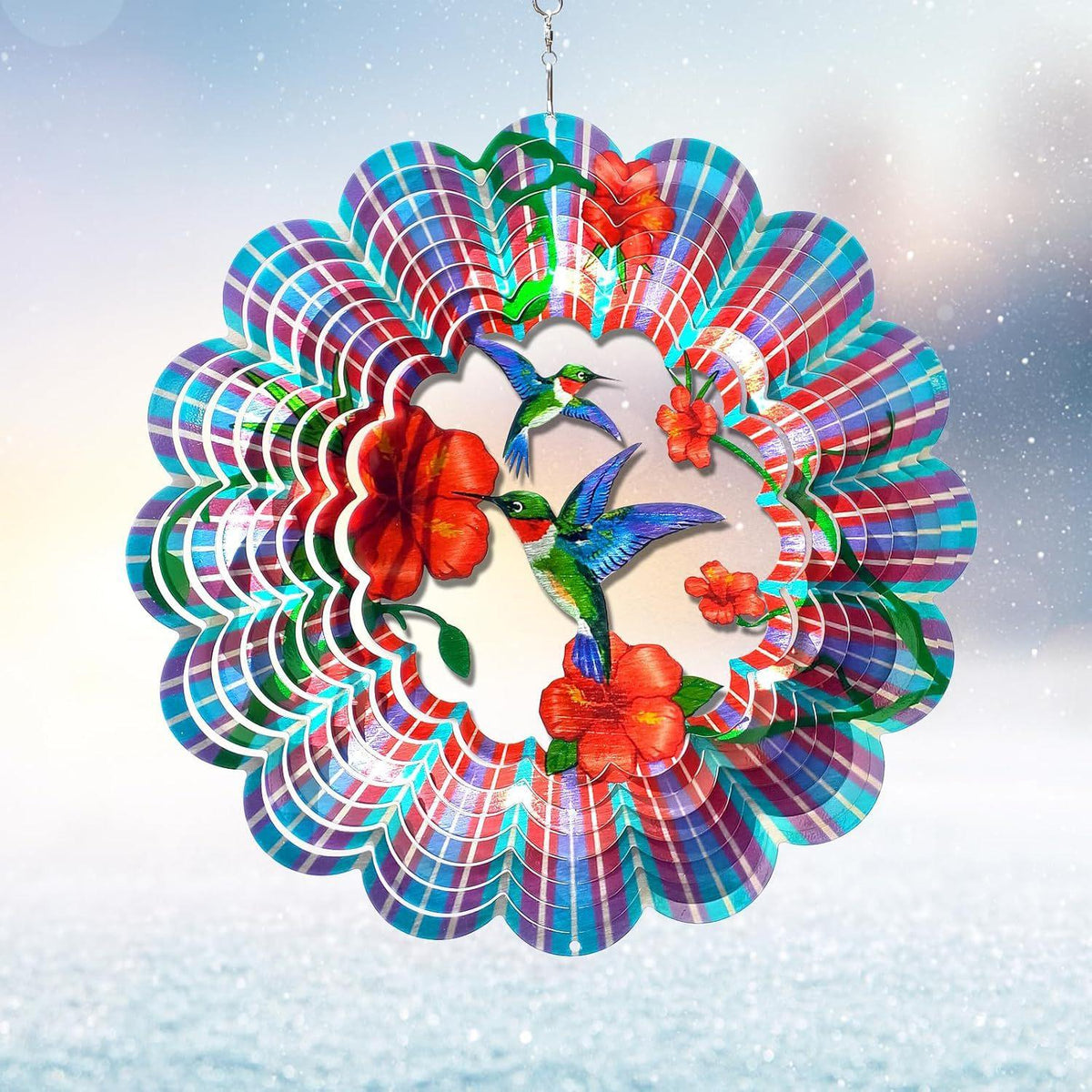 3D Mandala Metal Wind Spinner Colorful Hanging Kinetic Wind Sculpture Stainless Steel Garden Ornament Kinetic Wind Chime for Outdoor Yard Lawn Patio Decor