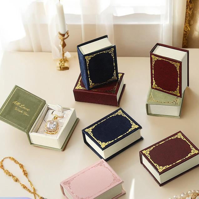 Book Shape Jewelry Box Ring Box Necklace Box Multicolor Gift Box Gift For Lover For Her (Box Only No Jewelry Included)