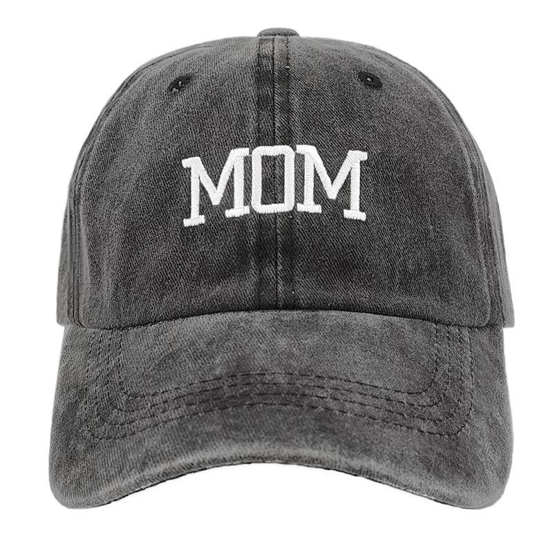 Vintage Washed Cotton DAD MOM Embroidered Baseball Cap Distressed Low Profile Dad Hat Adjustable Matching Couple Sun Hat Gift for New Parents