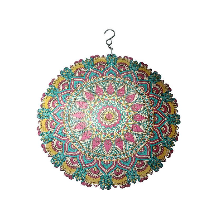 3D Mandala Metal Wind Spinner Colorful Hanging Kinetic Wind Sculpture Stainless Steel Garden Ornament Kinetic Wind Chime for Outdoor Yard Lawn Patio Decor