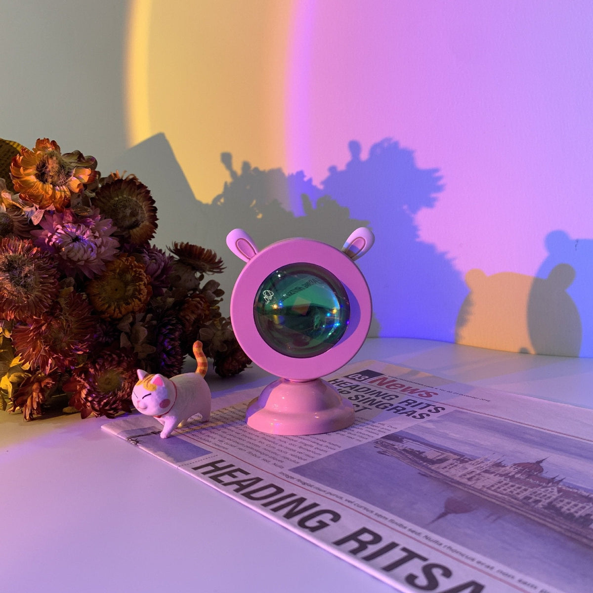 Sunset Projector Lamp Christmas Gifts Rainbow Sunset Lamp Decor for Bedroom Aura Glow Lights for Taking Photos