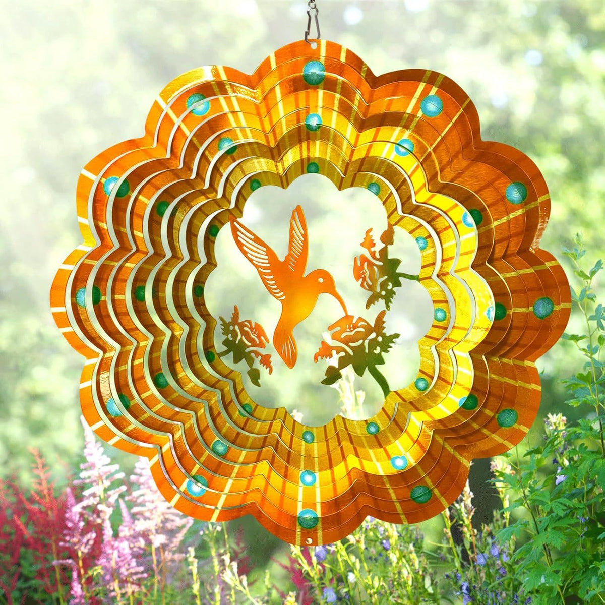 3D Mandala Metal Wind Spinner Colorful Hanging Kinetic Wind Sculpture Stainless Steel Garden Ornament Kinetic Wind Chime for Outdoor Yard Lawn Patio Decor