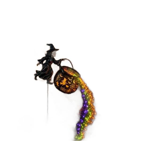 Halloween Witch Cauldron Garden Stake Light Magical Glowing Waterfall String Lights Spooky Outdoor Yard Lawn Pathway Decorative Light