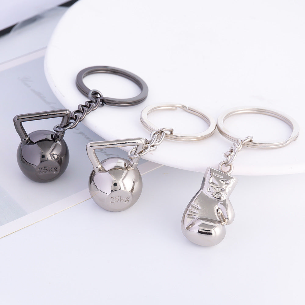 Dumbbell Metal Keychain Accessories Equipment Kettlebells Dumbbells Boxing Pendant Mini Fitness Keychain
