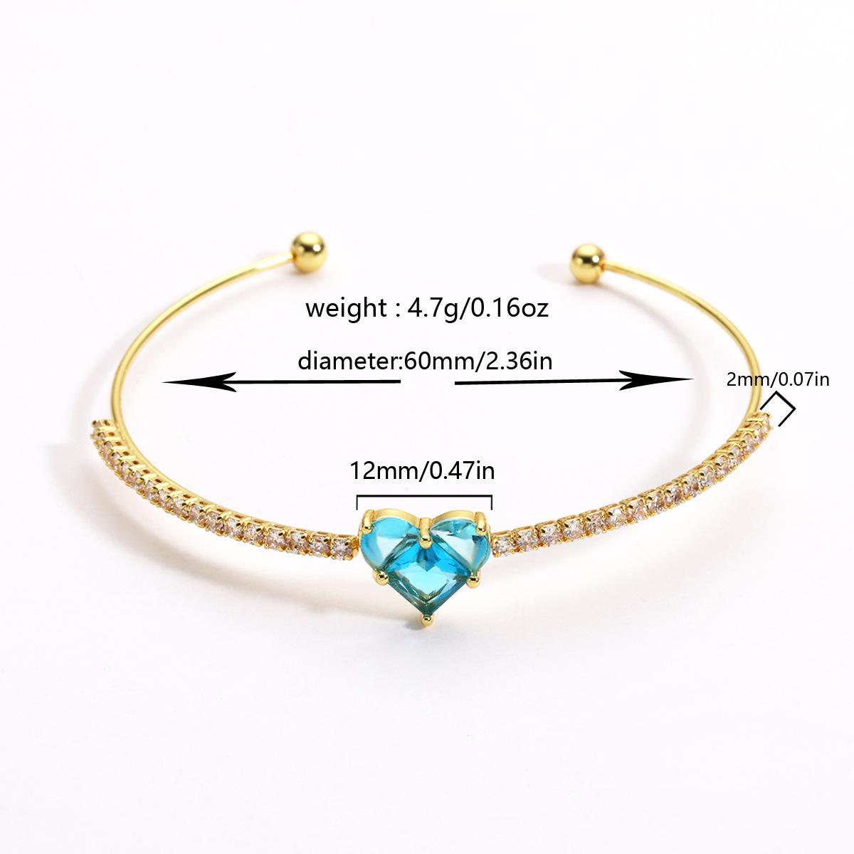 Sparkling Heart Cubic Zirconia Bangle Bracelet Platinum Plated Heart CZ Open Cuff Bracelet Luxury Elegant Crystal Bangle Anniversary Jewelry Gift for Women